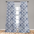 thumbnail image 5 of Ambesonne Folk Curtains, Spanish Traditional Ornaments, Pair of 28"x63", Cobalt Blue and White, 5 of 5