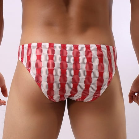 

DNDKILG Breathable Comfort Stretch Trunks for Men Male Pouch Briefs Soft Underwear Red L