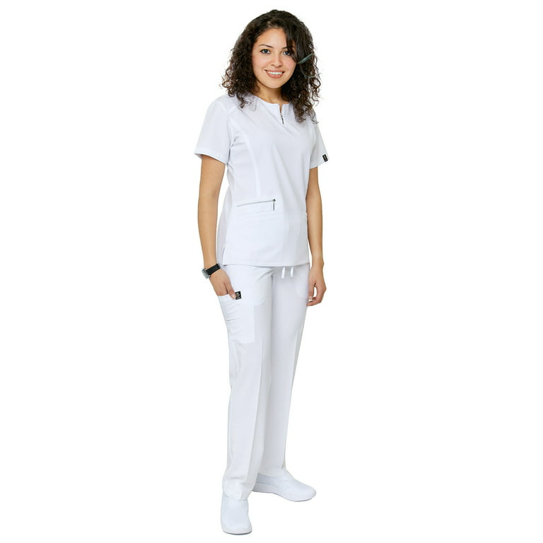 Women's Soft Stretch Silver Zipper Uniform Scrubs - Style ST400