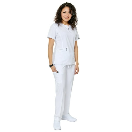 

Women s Soft Stretch Silver Zipper Uniform Scrubs - Style ST400