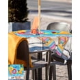 thumbnail image 5 of nqOlkjepod Blue Summer Pool Outdoor Tablecloth with Umbrella Hole & Zipper, Watermelon Swimming Ring Slippers Square Table Cover 60x60 Inch, Dining Waterproof Table Cloth Protector for Patio/Party, 5 of 7