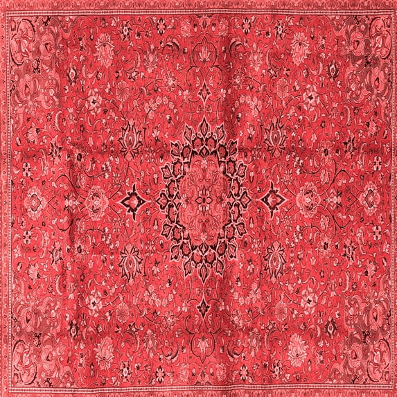 Ahgly Company Indoor Square Medallion Red Traditional Area Rugs, 4' Square