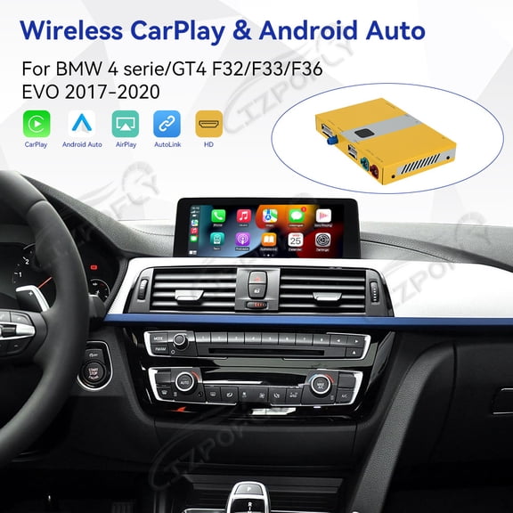 Lizpofly wireless CarPlay module wired Android Auto suitable For BMW 4 serie/GT4 F32/F33/F36 EVO 2017-2020 models decoding box supports mirror link, camera, GPS, Siri, YouTube, etc.