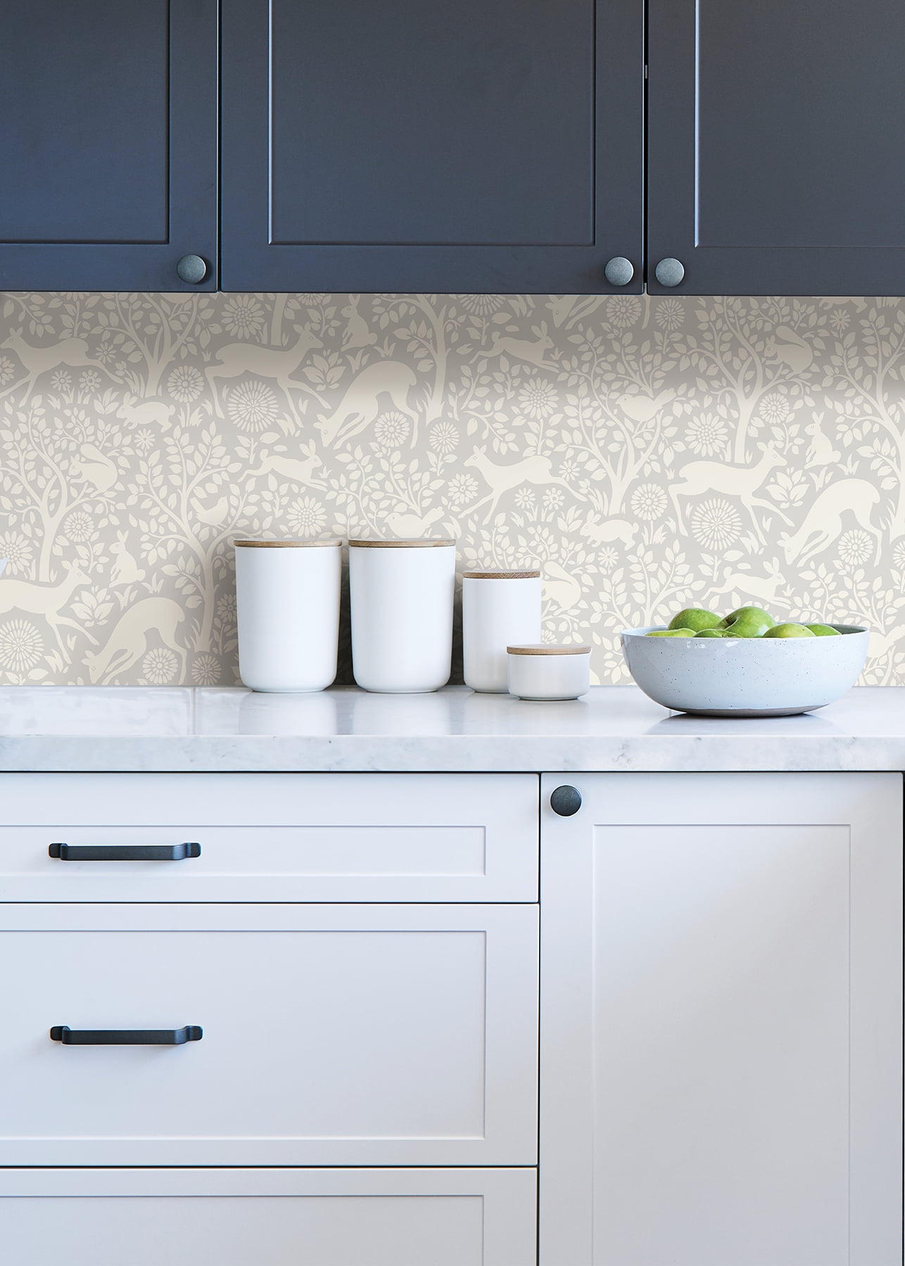 NuWallpaper Grey Merriment Vinyl Peel And Stick Wallpaper, 216-in by 20.5-in, 30.75 sq. ft.