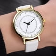 thumbnail image 4 of Reloj de pulsera redondo informal de moda Reloj de pulsera de cuarzo Correa de PU (oro blanco), 4 of 5