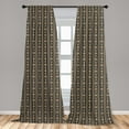 thumbnail image 4 of Ambesonne Retro Curtains, Ovals Rhombuses and Stripes, Pair of 28"x63", Dark Sepia and Camel, 4 of 4