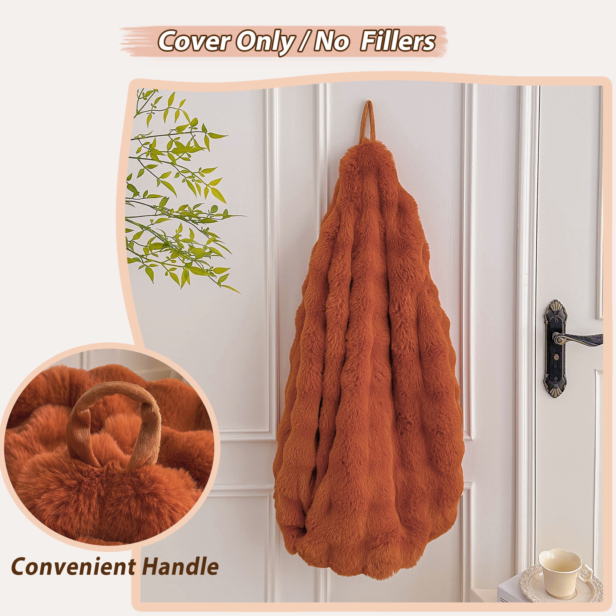LIFEREVO Kids Fluffy Faux Rabbit Fur Bean Bag Cover (No Filler), Soft Cozy Fuzzy Stuffed Animal Storage Bubble Bean Bag for Plush Toys, Cute Shaggy Furry Beanbag Cover Girls Adults, Burnt Orange