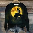 thumbnail image 5 of Womens Fleece Lined Sweatshirts Oversized Drop Shoulder Crewneck Sweat Shirts Loose Casual Halloween Graphic Sweater Black, M, 5 of 6