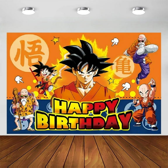 Dragon-Ball Happy Birthday Anime Cartoon Theme Backdrops Banner Birthday Party Decor Supplies(5x3ft)