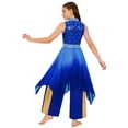 thumbnail image 2 of Hansber Kids Girls Gradient Sequins Praise Dance Dress Flowy Wide Leg Pants Gown Liturgical Worship Dancewear Blue 14, 2 of 7
