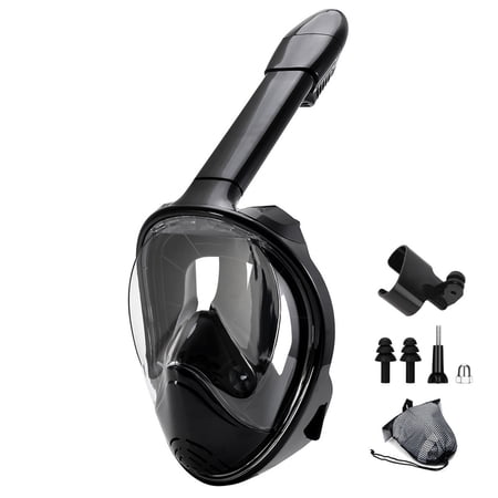 Full Face Snorkel Mask with Detachable Camera Mount,Snorkeling Swimming Diving Mask Wide View Anti-Fog Anti-Leak for Adult Youth