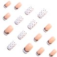 Square Nail Pattern Buy 2 Get 1 Free, 24Pcs Short Square Press On Nails, Nude Base White ...