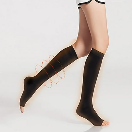 

Stibadium 1 Pair Compression Socks Open Toe Knee High Compression Socks for Varicose Veins Edema Shin Splints Nursing