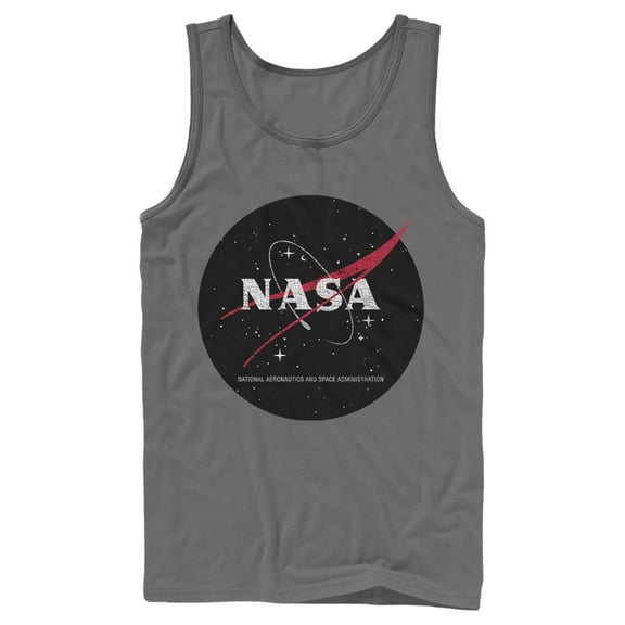 Men's NASA Circle Distressed Space Logo  Tank Top Charcoal Small