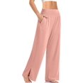 thumbnail image 3 of Pantalones largos rectos de pierna ancha Casa de los Tesoros para Mujer Cintura Alta, 3 of 5