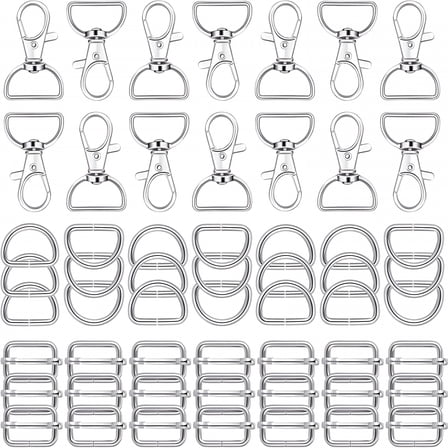 VANIDO 56 Pieces D Rings for Purse Bag Hardware Purse Hardware for Bag Making Buckles Craft