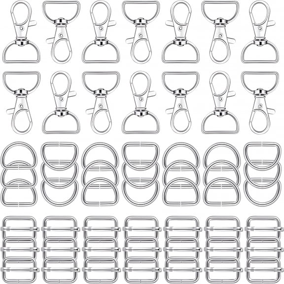 VANIDO 56 Pieces D Rings for Purse Bag Hardware Purse Hardware for Bag Making Buckles Craft