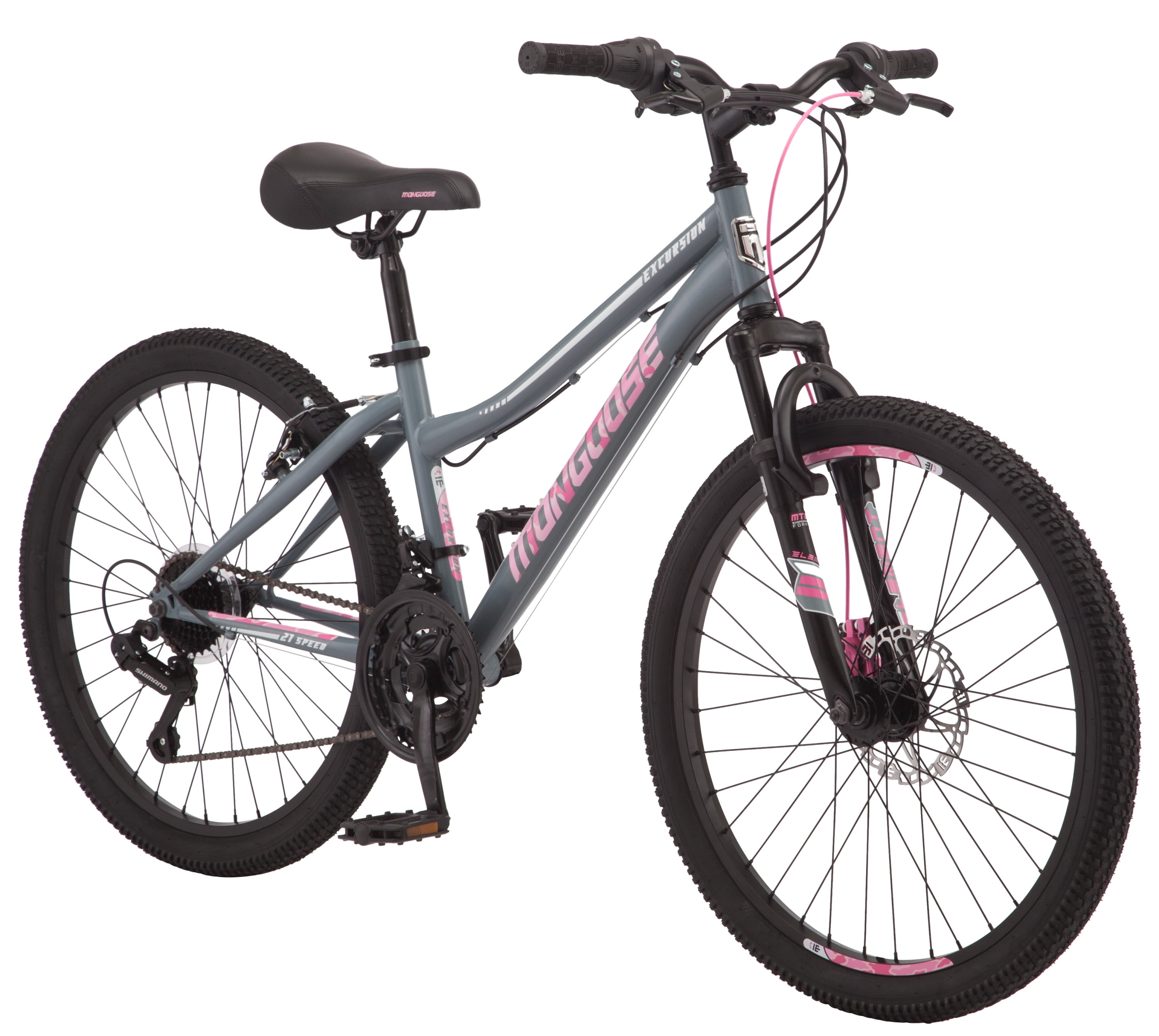Mongoose Excursion mountain bike, 24-inch wheels, 21 speeds, girls, black - Walmart.com
