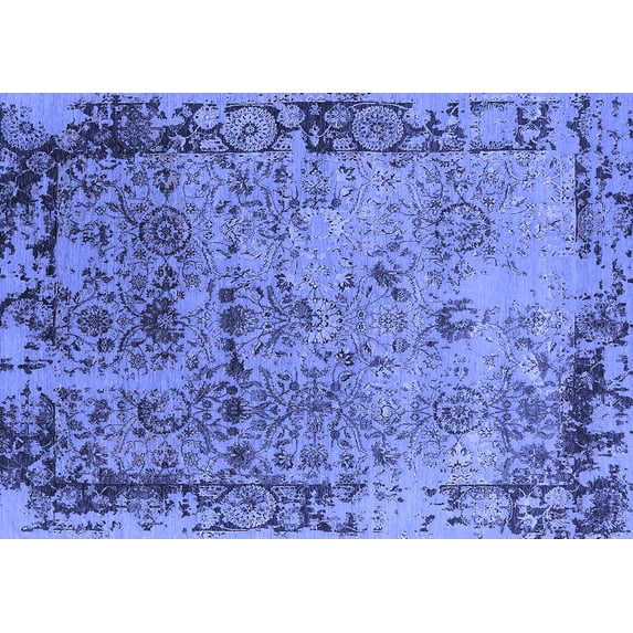 Ahgly Company Indoor Rectangle Oriental Blue Industrial Area Rugs, 7' x 9'