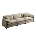thumbnail image 5 of CoSoTower Mid-Century Modern 3-Seater Sectional Sofa with 2 Arm Pillows and 3 Throw Pillows,Tan Corduroy Fabric, 5 of 9