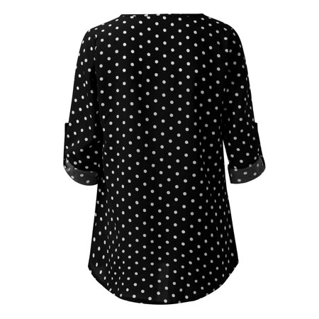 Yellow White Black Polka Dot V Neck T Shirts for Women Causal Blouse  Classic Tops Short Sleeve Shirt