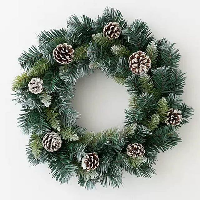 Decoración de guirnalda de Navidad, coronas de Navidad artificiales para puerta de entrada, decoración de puerta de guirnalda de ventana de Navidad, adornos de invierno