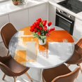 thumbnail image 2 of Burnt Orange Gray Round Tablecloth 36-44 Inch Round Fitted Table Cloth with Elastic Edge, Modern Abstract Geometric Oil Painted Waterproof Table Cover Protector for Outdoor Picnic Party Dining, 2 of 6