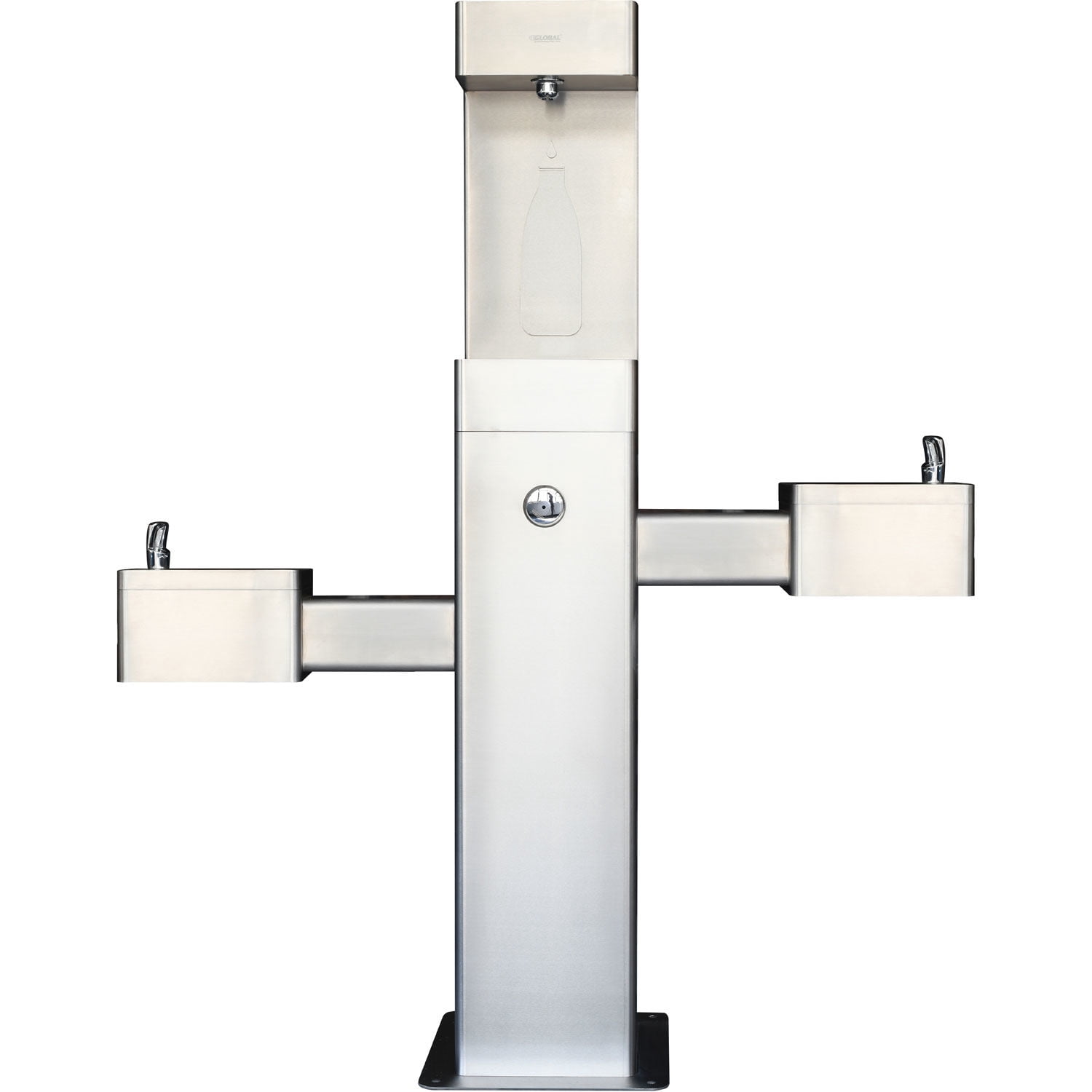 Outdoor Bottle Filling Station & Bi-Level Drinking Fountain, Stainless Steel