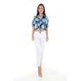 thumbnail image 5 of Women's Hawaiian Tie Front Crop Top Aloha Shirt in Pacific Palm Navy 2XL, 5 of 5