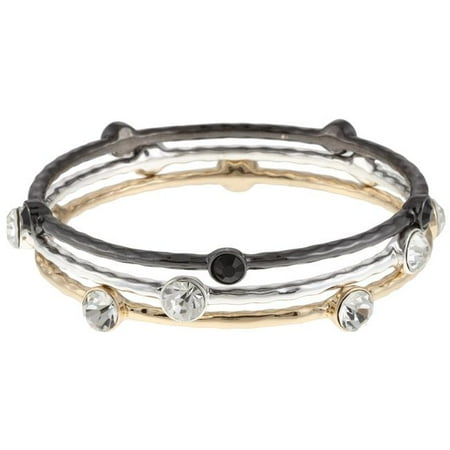 Celeste 610B-1000BWY Celeste Tri-Color Crystal Bangles -Set of 3