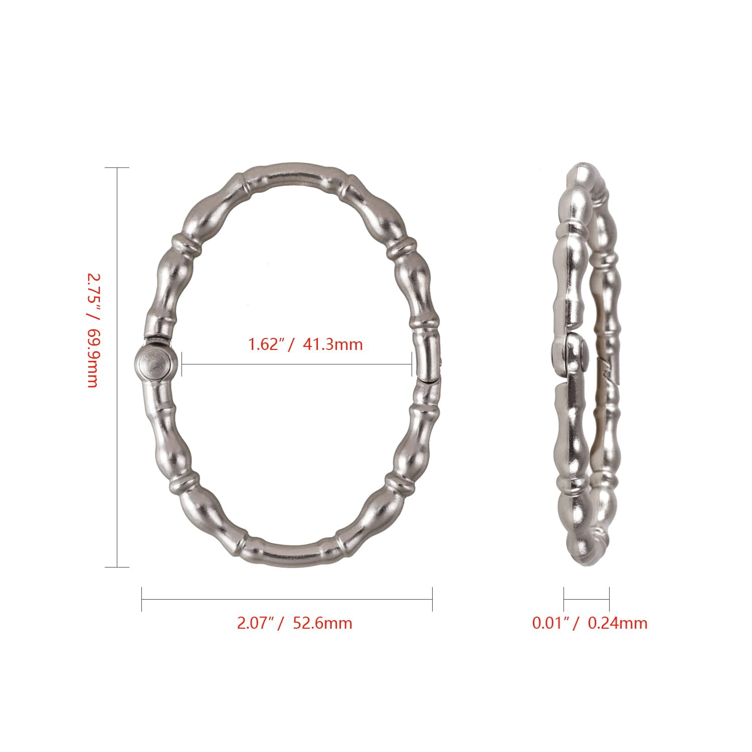 Utopia Alley  Shower Rings, Oval Shape Shower Curtain Rings for Bathroom, Rustproof Zinc Shower Curtain Hooks Rings, Set of 12 Brushed Nickel