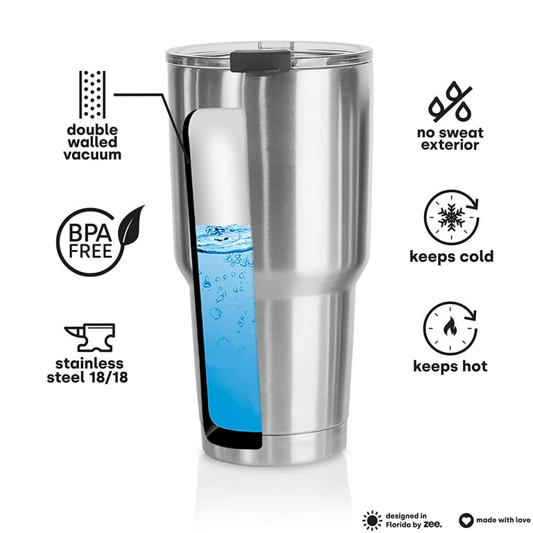 20 oz Double Wall Stainless Steel Vacuum Insulation Travel Mug with Crystal  Clear Lid and Straw, Water Coffee Cup for Home,Office,School, Ice Drink,  Hot Beverage 