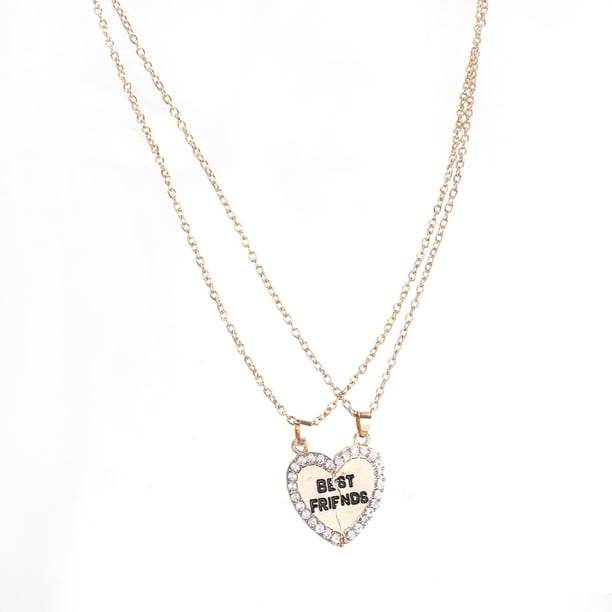Guardurnaity 2 piezas por juego, corazón, diamantes de imitación, mejores amigos, colgante grabado, collar de amistad Ropa, zapatos y accesorios Miscelánea Oro Guardurnaity PS5885-02