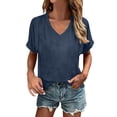 thumbnail image 2 of Basic Plain T Shirts for Women 2026 Summer Short Sleeve V Neck Relaxed Fit Casual Tshirt Blouse, 2 of 5