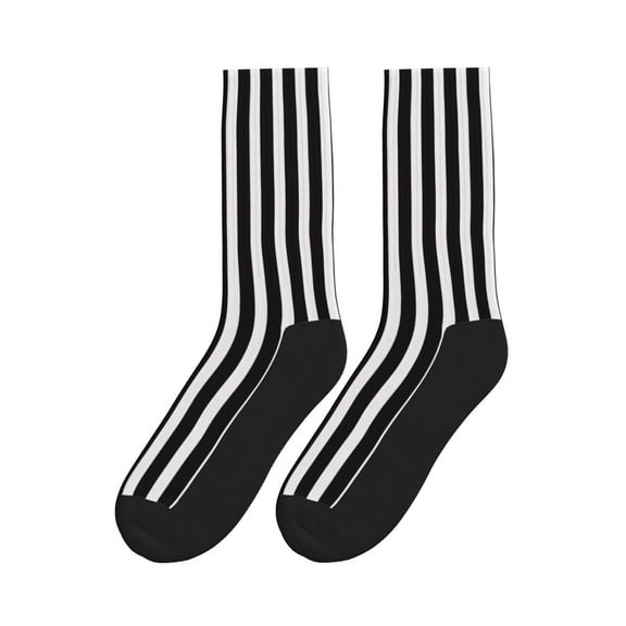 Men Women Black And White Stripes Novelty Sports Design Casual Dress Socks