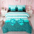 thumbnail image 2 of Erosebridal Leopard Satin Bow Ribbon Twin Bedding for Girls, Cheetah Animal Print Lace Bedding Comforter Set, Black Reversible 7 Pieces, 2 of 6