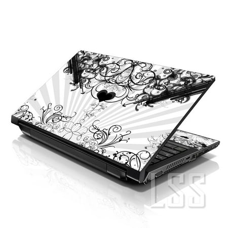 LSS 17 17.3 inch Laptop Notebook Skin Sticker Cover Art Decal For Hp Dell Lenovo Apple Asus Acer Fits 16.5" 17" 17.3" 18.4" 19" with 2 Wrist Pads Free - Heart Floral