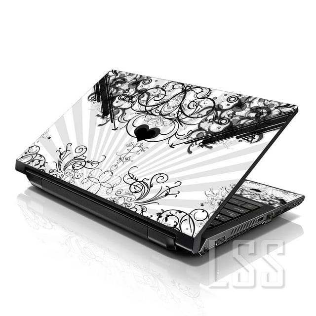 LSS Laptop Skin Sticker Decal Cover Heart Floral Pattern Fits 17" to 19" Laptops