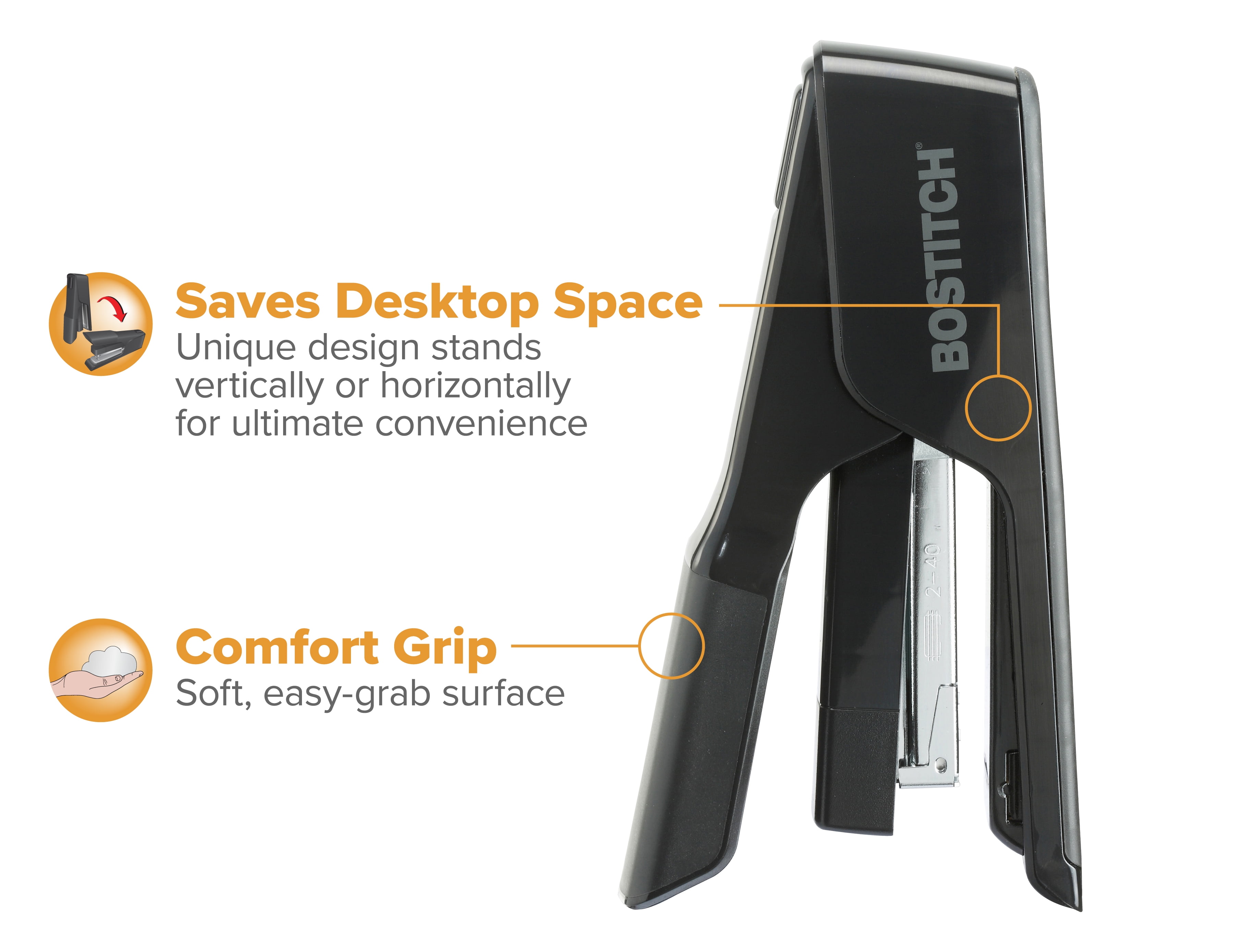 Bostitch EZ Squeeze Heavy Duty Desktop Stapler, 40 Sheet Capacity, Black