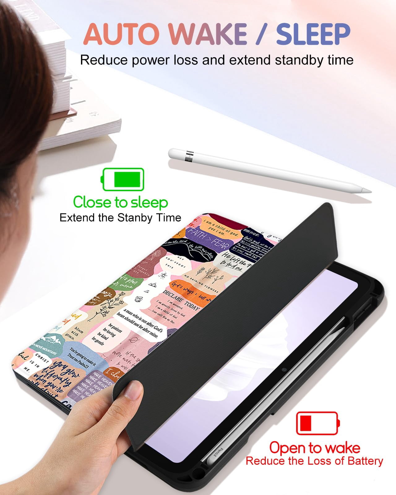 Wazzasoft for iPad A16 Case 2025 - for iPad 10th Generation Case Cute Women Girls Kids Girly Kawaii Quotes Design with Pencil Holder Auto Sleep/Wake Tablet Cover for Apple 11/10 10.9 Inch