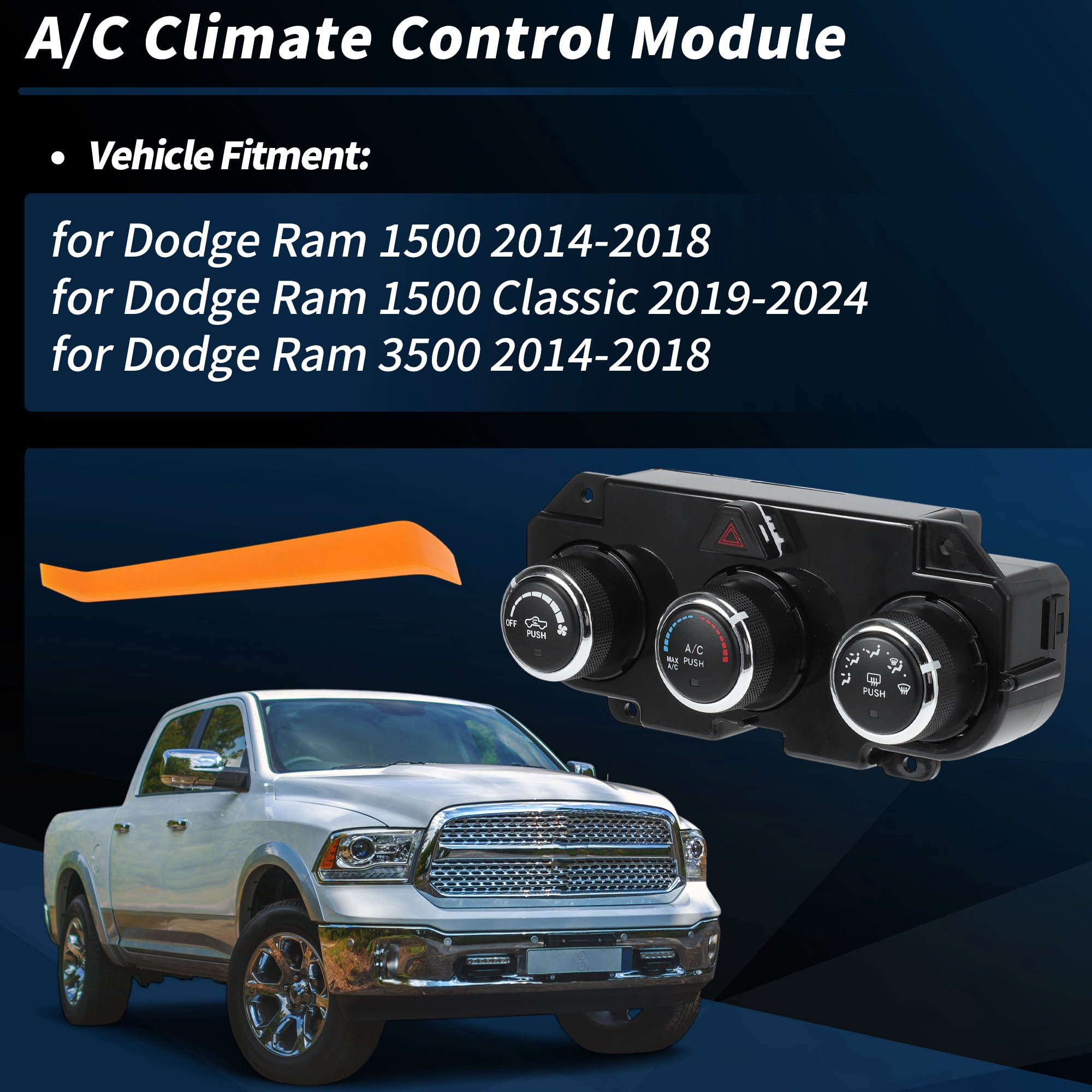 Unique Bargains A/C Heater Climate Control Module for Dodge for Ram 1500 3500 2014-2018 for Ram 1500 Classic 2019-2024 HVAC Control Switch Panel No.68268190AA/68186217AD