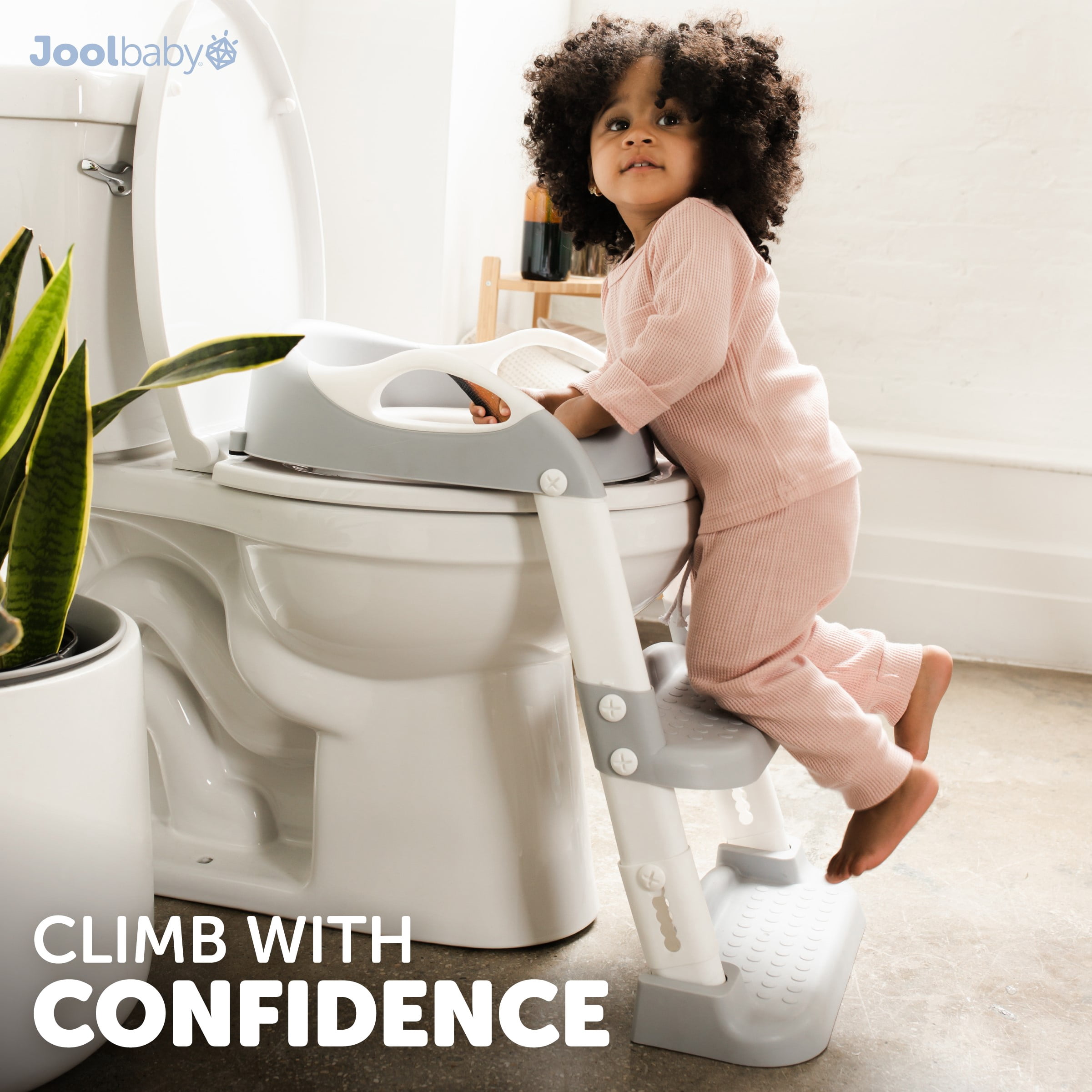 Jool Baby Potty Training Seat with 2 Step Ladder for Toddlers – Splash Guard, Adjustable Height (Gray)