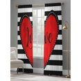 thumbnail image 5 of Valentine's Day Red Love Chiffon Sheer Curtains 84 Inches Long, Geometric Black White Stripe 2 Rod Pocket Window Treatment Voile Drapes Curtains for Living Room Bedroom,2 Panels, 52x84In, 5 of 9