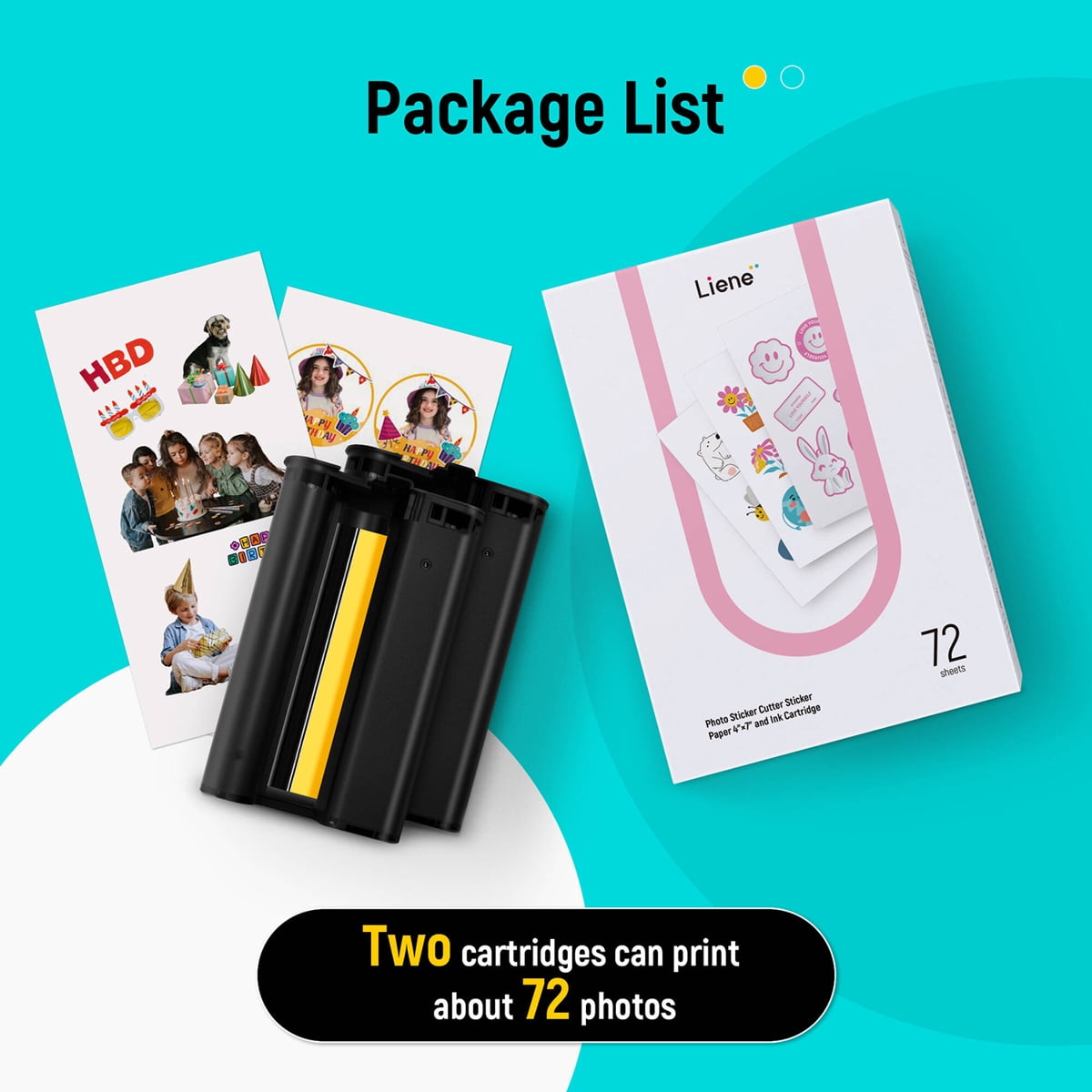 Liene Photo Sticker Cutter Paper 4"X7" W/Ink Cartridge-72 Sheets