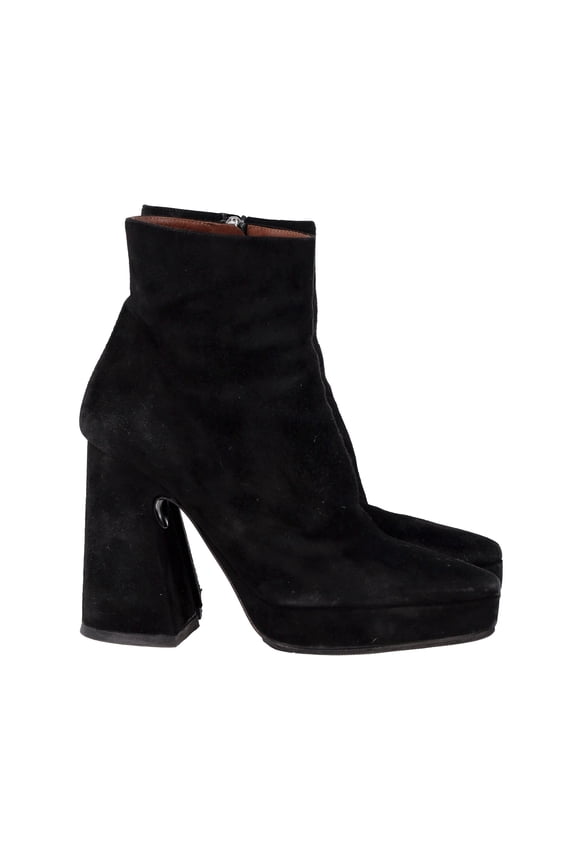 Pre-Owned Proenza Schouler Block Heel Platform Boots in Black Suede