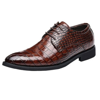 RUIYANQI Men's Patent Leather Dress Shoes Lace Up Oxfords Formal Business  Wedding Shoes Shiny Cap Toe Footwear Classic Office Party Evening Shoes  Brown Women Sandal - Walmart.com