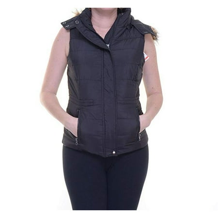 American Rag Faux Fur-Trim Puffer Vest, Classic Black, Large