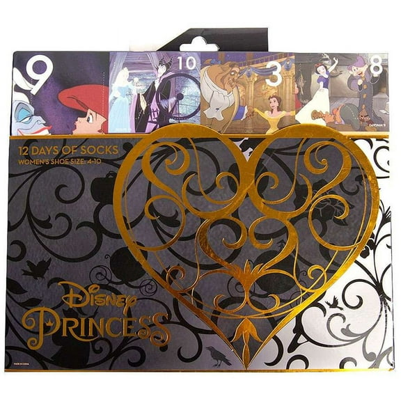 Disney Princess 12 Days of Socks Socks 12-Pack (Womens Shoe Size 4 - 10)
