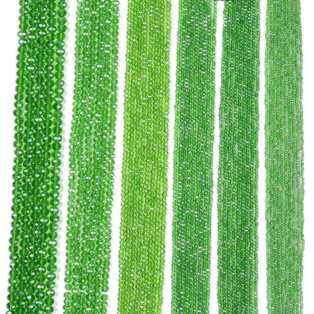 20Strand Electroplate Glass Beads Strands Pearl Luster Plated Faceted Rondelle Lime Green 8x6mm Hole: 1mm about 64~65pcs/strand 40~41cm