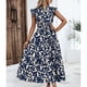 thumbnail image 2 of Vestido de Verano con Mangas Plisadas Mangas Voladoras Cuello Redondo Y Encaje, Vestido de Verano Informal Impreso, 2 of 5